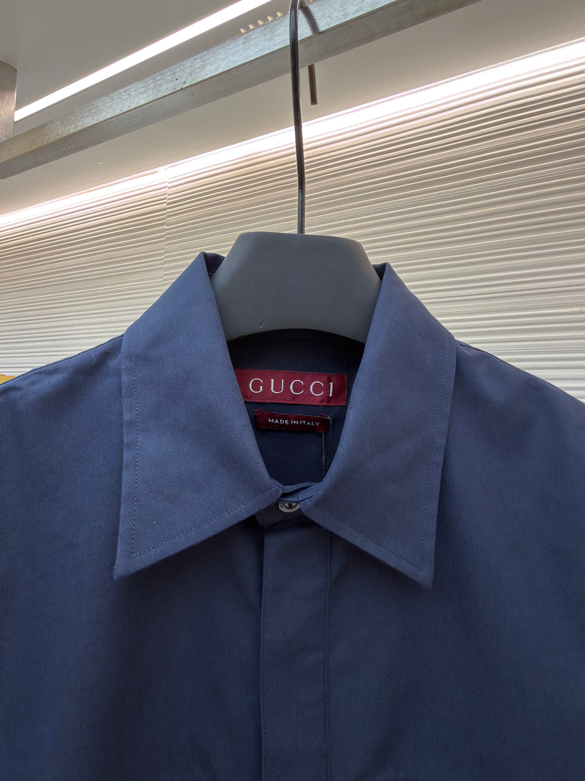 Gucci Cotton Twill Shirt with Print "Dark Blue"