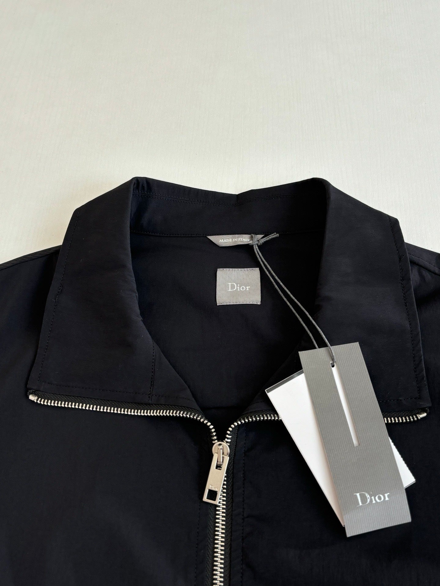 Dior Zipped Shirt with Dior Montaigne Embroidery "Black Technical Fabric"