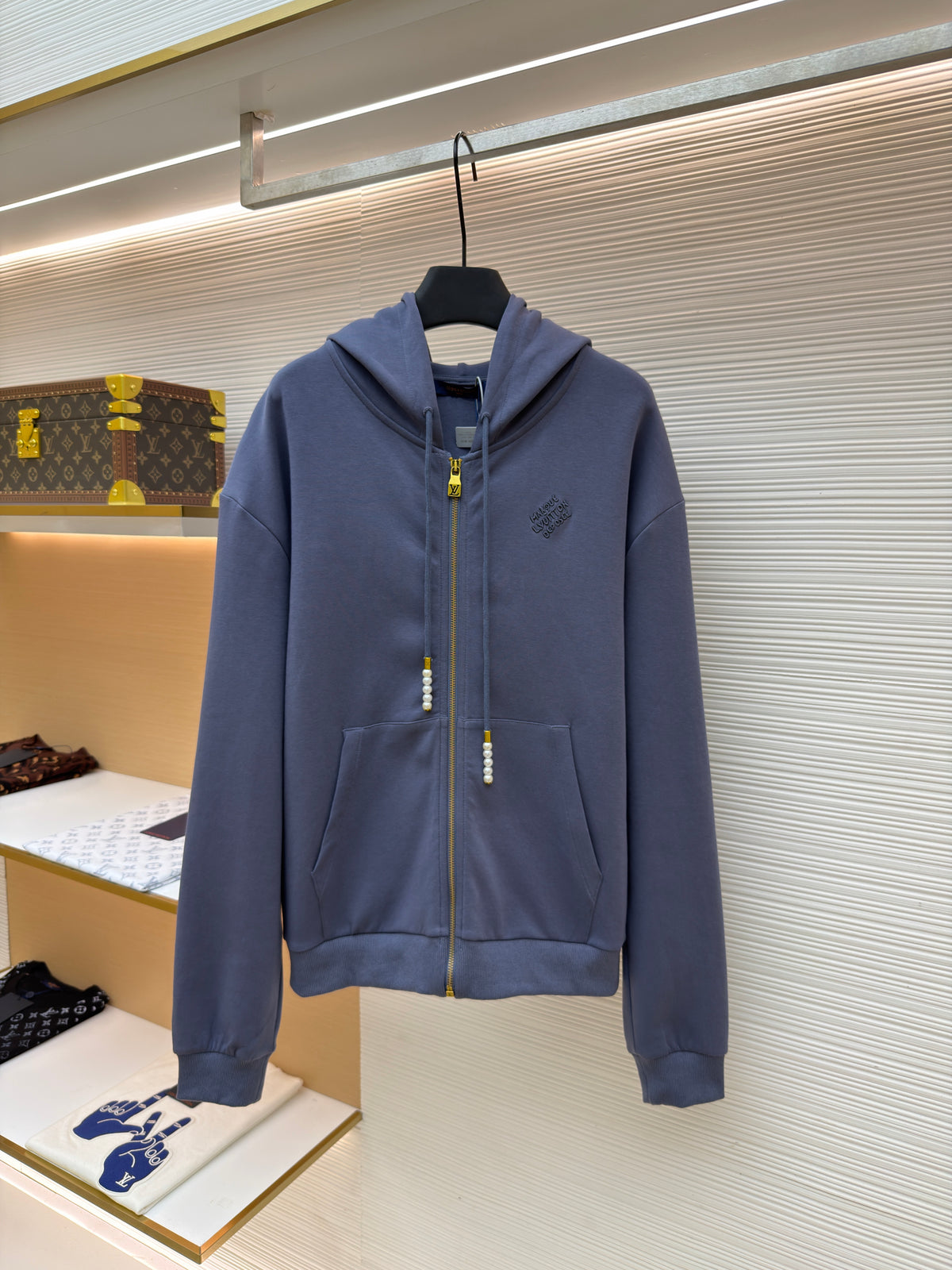 Louis Vuitton Embroidered Zipped Jersey Hoodie "Slate Gray"