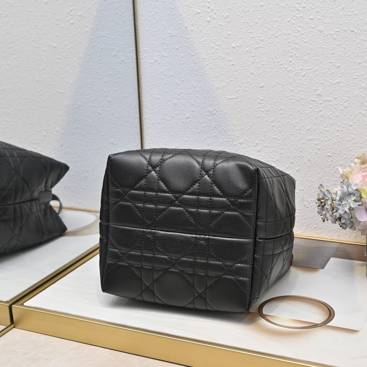 Dior Small Dior Toujours Vertical Tote Bag "Black Macrocannage Calfskin"