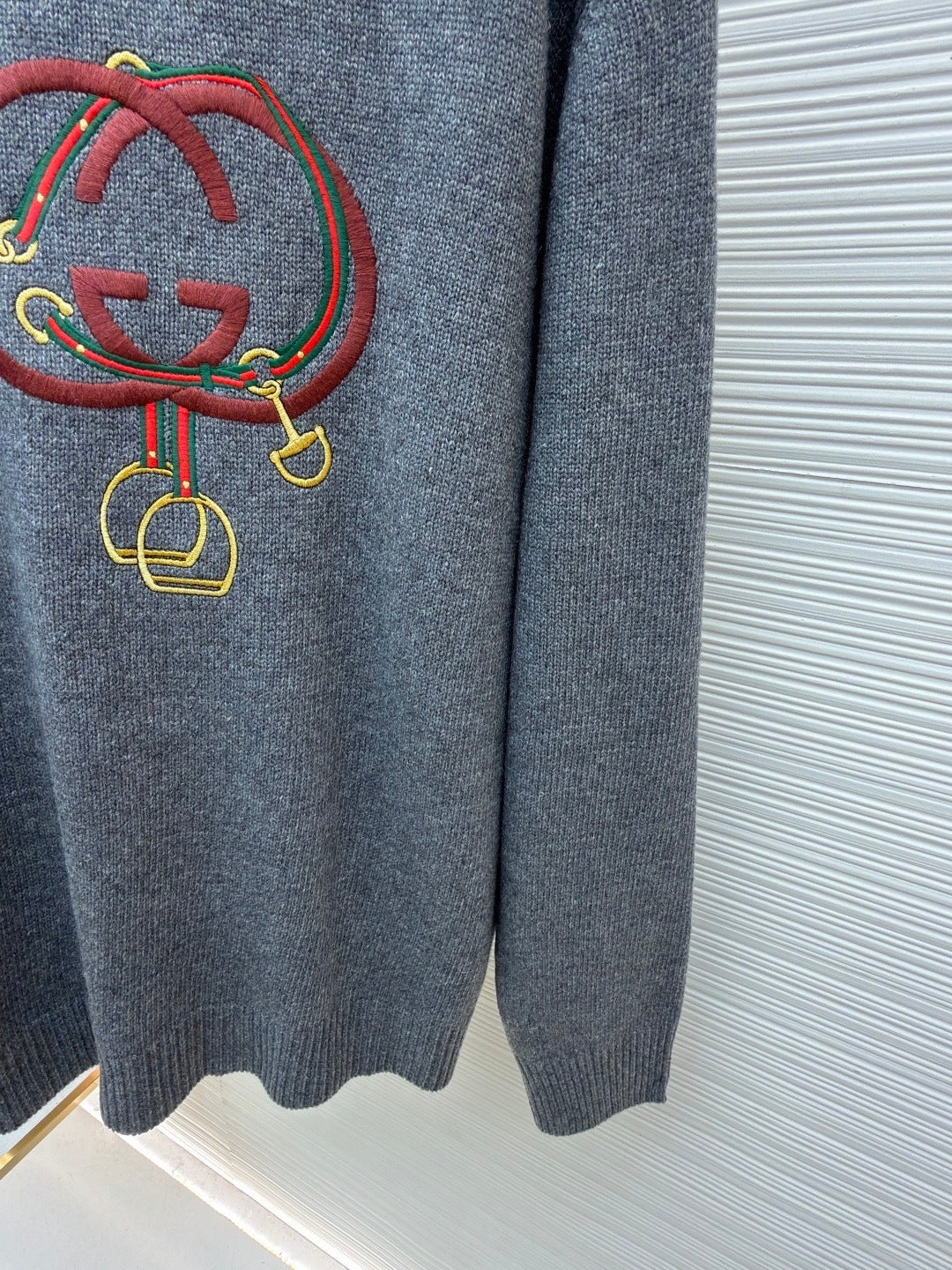Gucci Knit Wool Sweater with Embroidery "Grey"