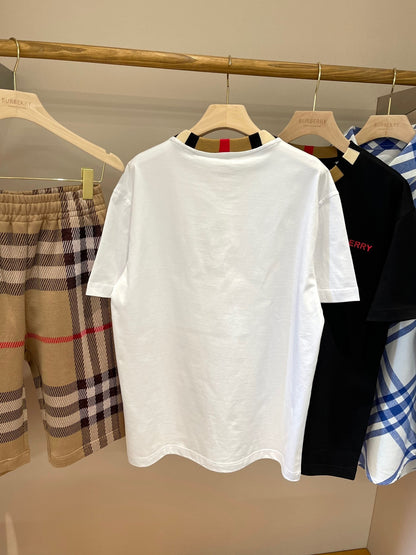Burberry Icon Stripe Trim Cotton T-Shirt  "White"