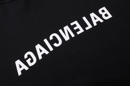 Balenciaga Mirror Logo Print Hoodie "Black-White"