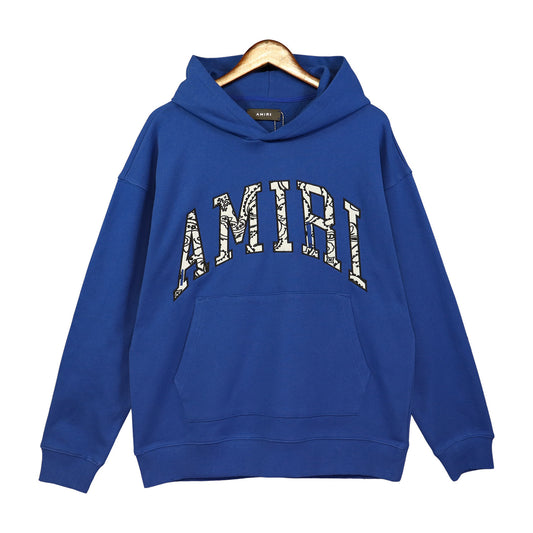 Amiri Bandana Appliqué Hoodie 'Blue-White"