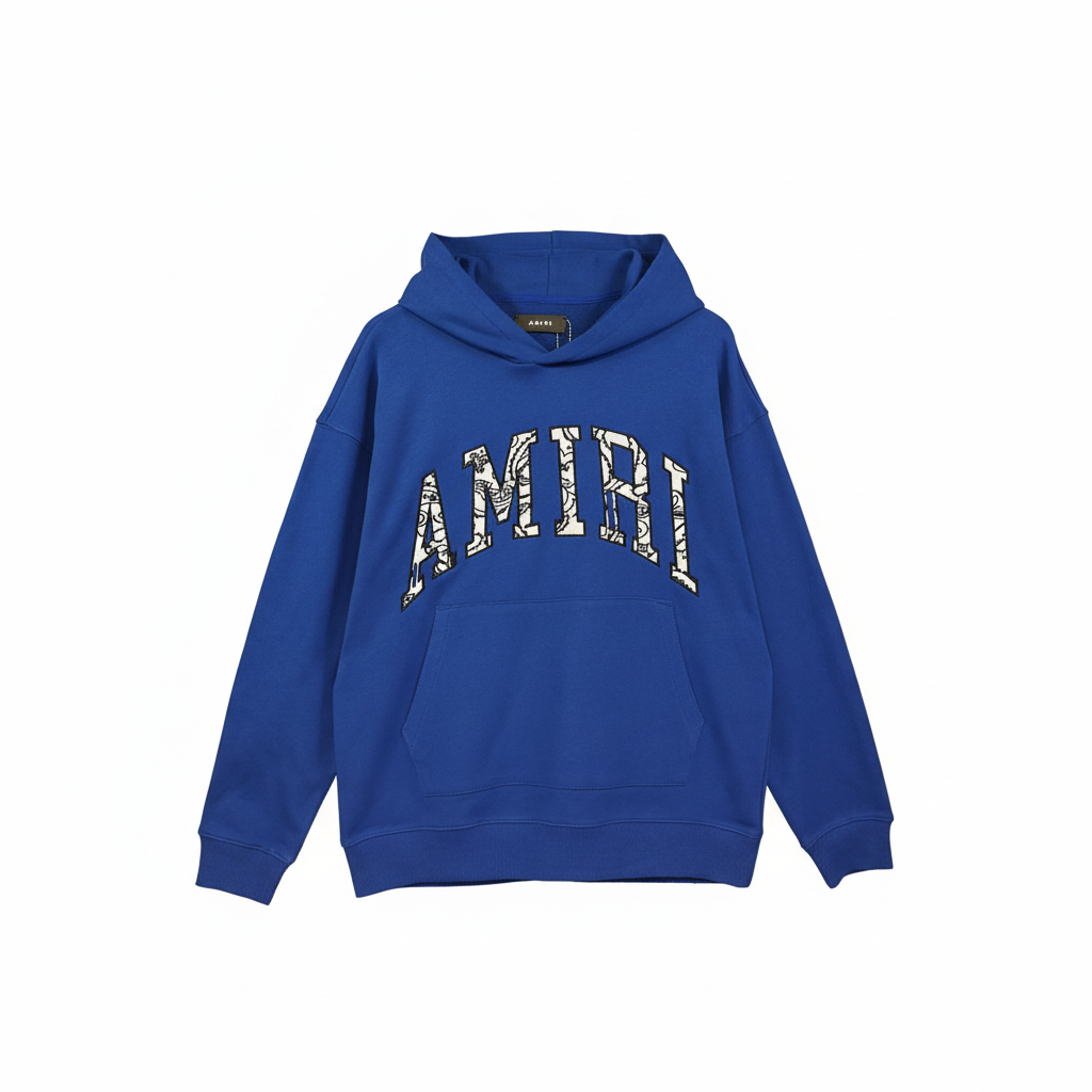 Amiri Bandana Appliqué Hoodie 'Blue-White"