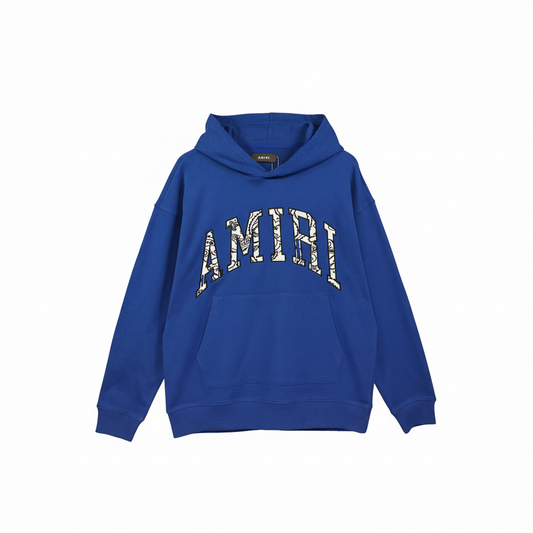 Amiri Bandana Appliqué Hoodie 'Blue-White"