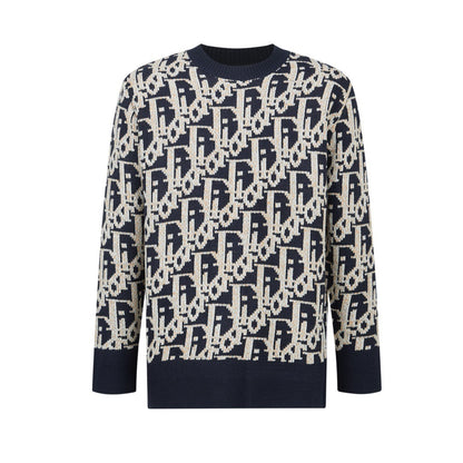 Dior Oblique Sweater "Navy Blue Wool Jacquard"