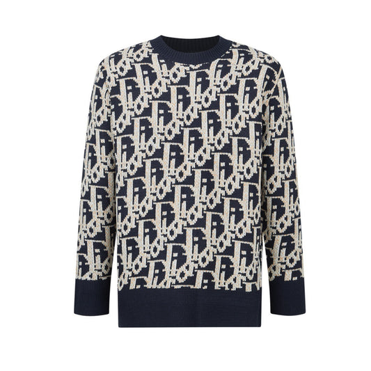 Dior Oblique Sweater "Navy Blue Wool Jacquard"