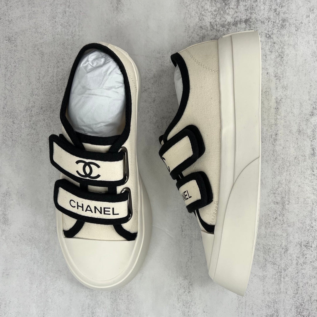 Chanel Double Strap "Beige-Black"