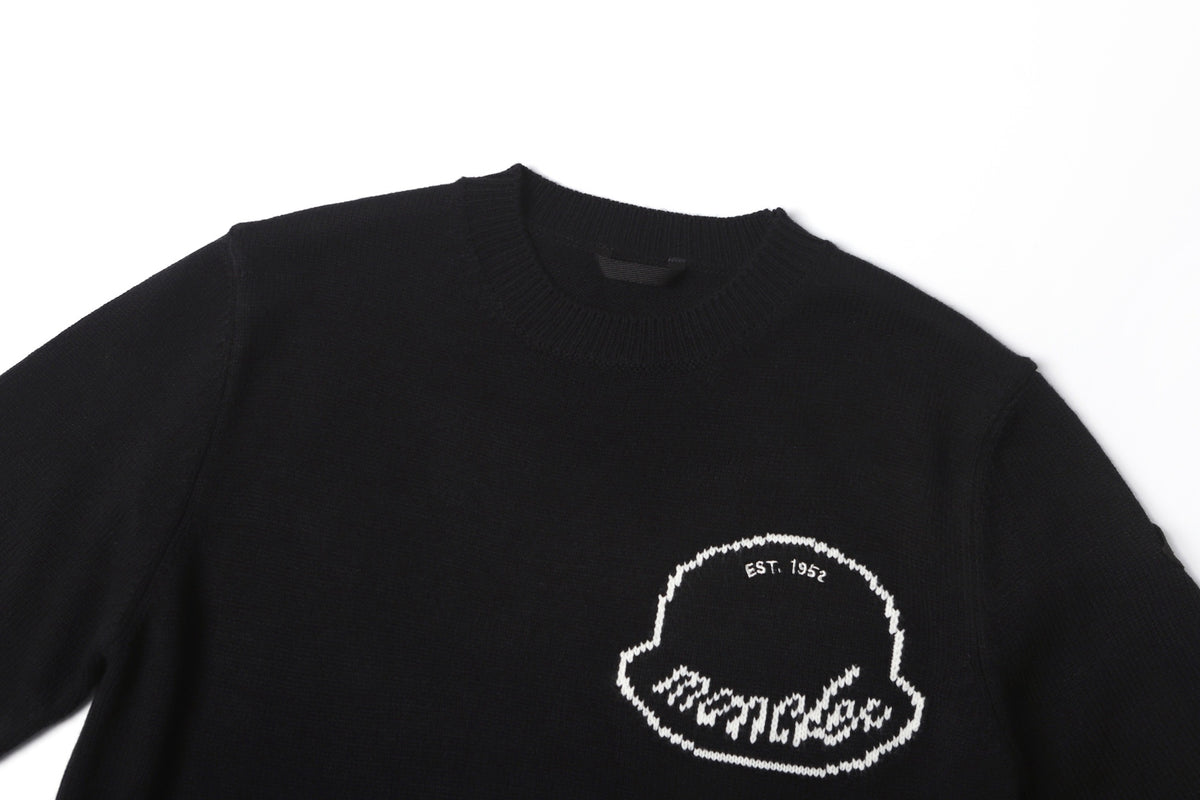 Moncler Black Embroidered Logo Wool Sweater "Black"