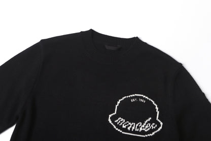 Moncler Black Embroidered Logo Wool Sweater "Black"