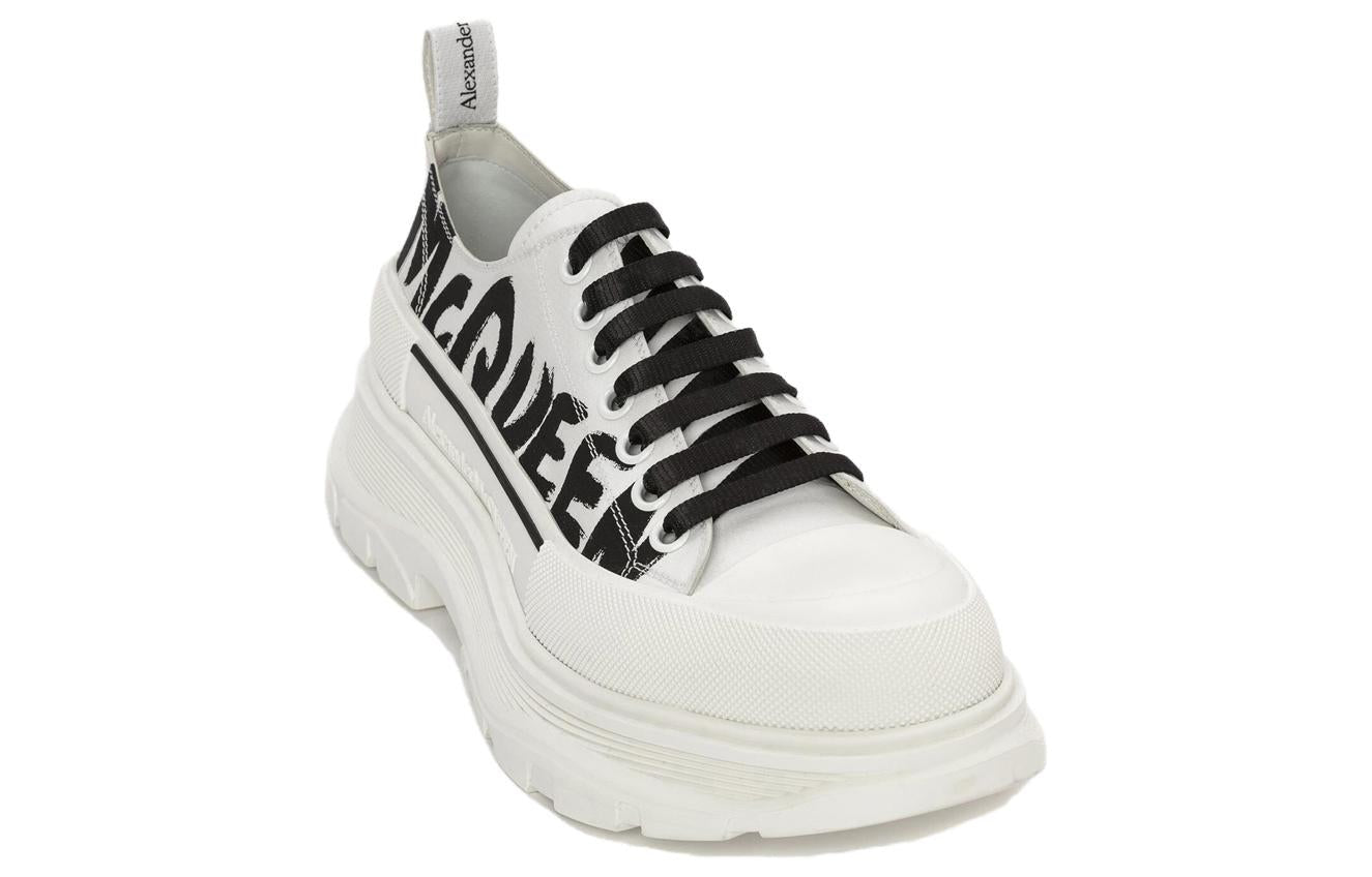 Alexander McQueen Tread Slick Low "White-Black Graffiti Logo"