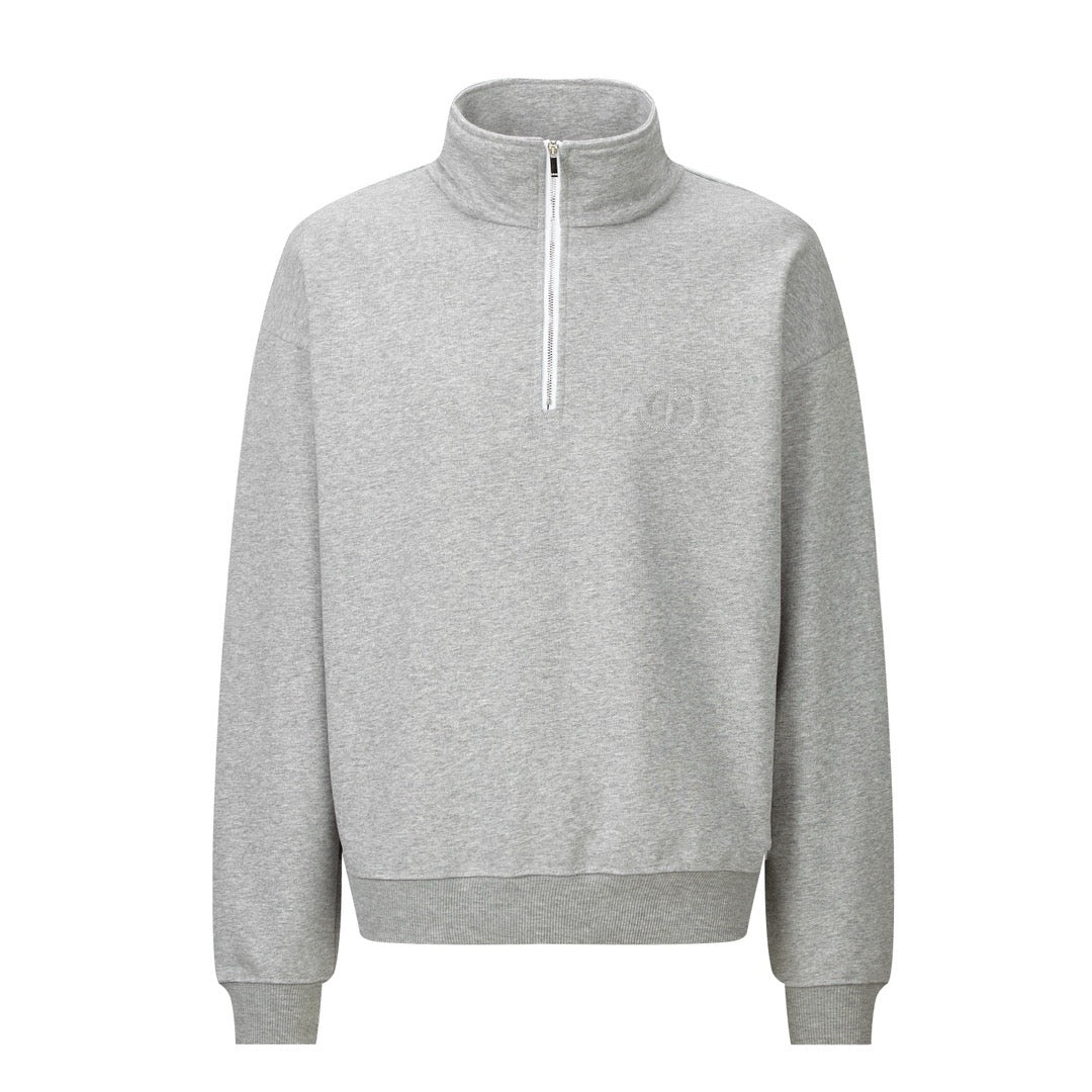 Dior CD Icon Half-Zip Sweatshirt "Gray Cotton Fleece"