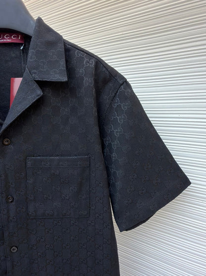 Gucci GG Canvas Linen Blend Bowling Shirt "Black"