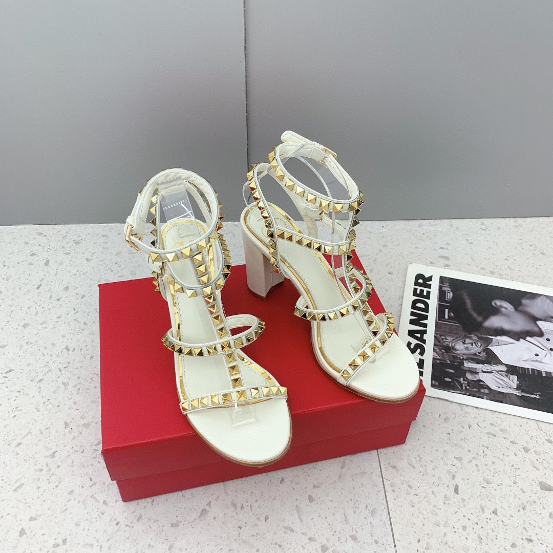 Valentino Rockstud Ankle Strap Sandal 90 mm "White"