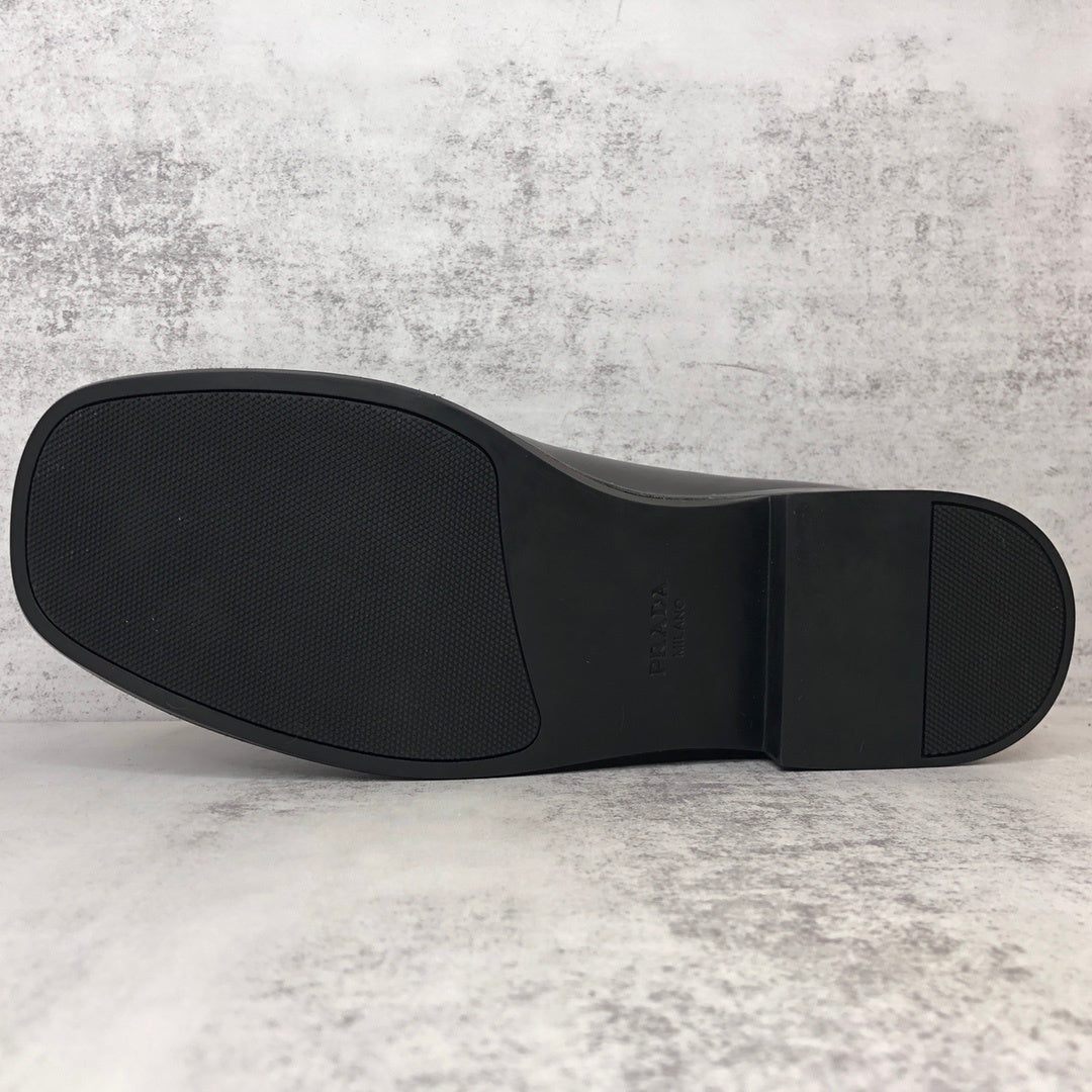 Prada Brushed Leather Derby Shoes "Black"