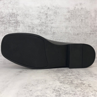 Prada Brushed Leather Derby Shoes "Black"