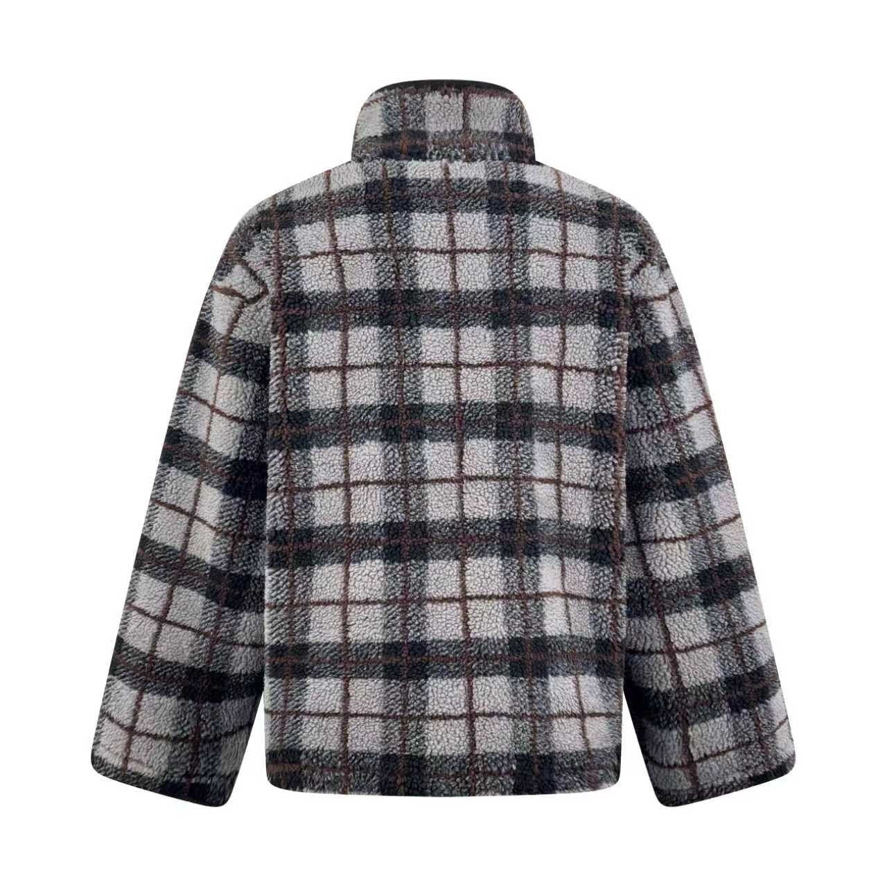 Miu Miu Checked Teddy Jacket "Grey"