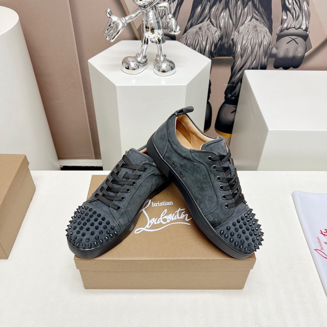 Christian Louboutin Louis Junior Spikes Orlato Veau Velours "Grey"