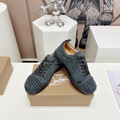 Christian Louboutin Louis Junior Spikes Orlato Veau Velours "Grey"