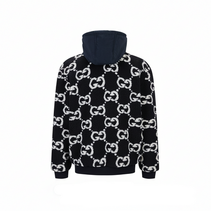 Gucci GG Jacquard Hooded Jacket "Navy Blue"