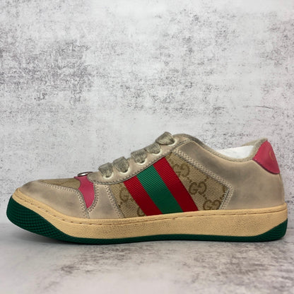 Gucci Screener "Distressed Beige-Pink-Green"