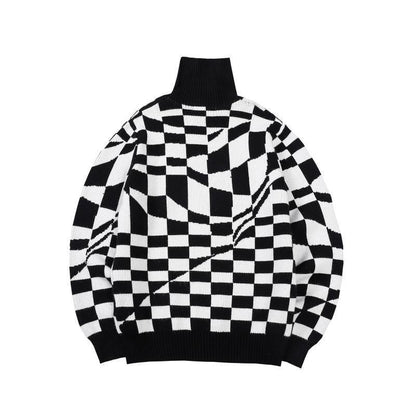 Louis Vuitton Distorted Damier Turtleneck Sweater "Black-White"