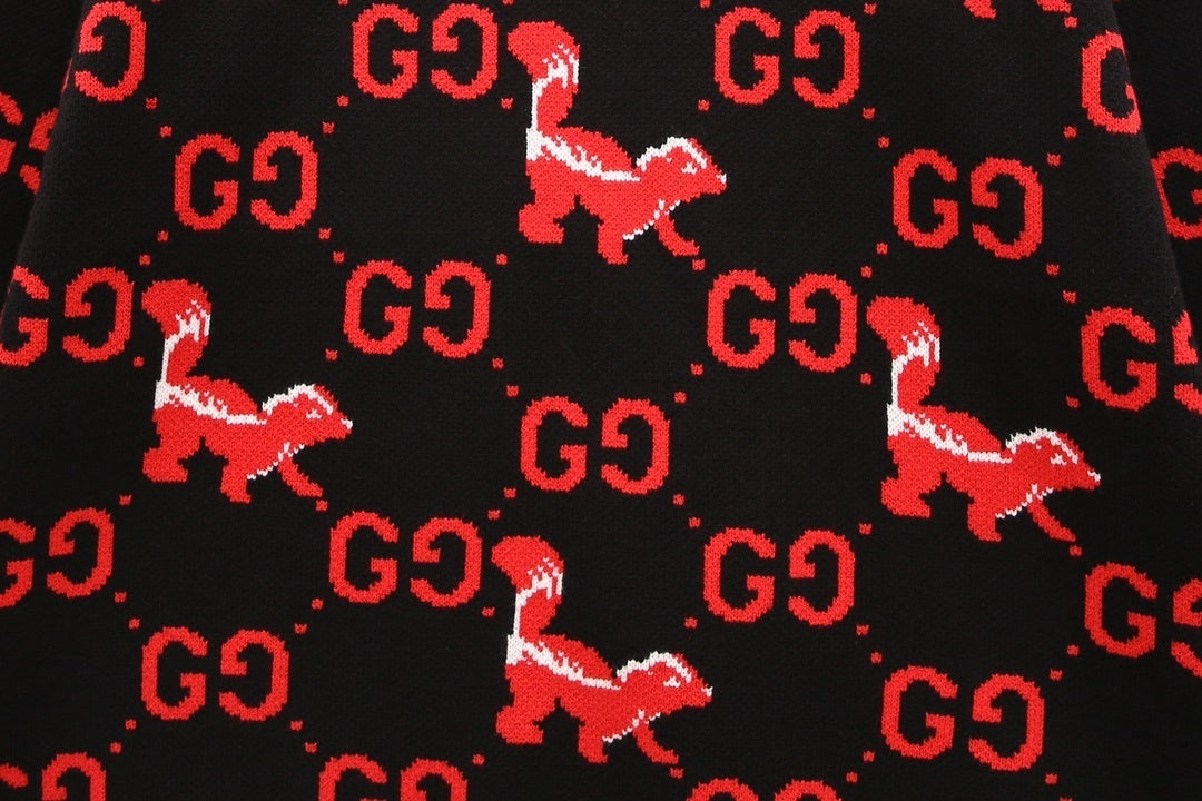 Gucci GG and Skunk Sweater "Black-Red"