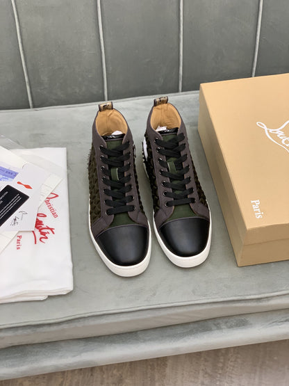 Christian Louboutin High Top Louis Spikes "Green-Black"