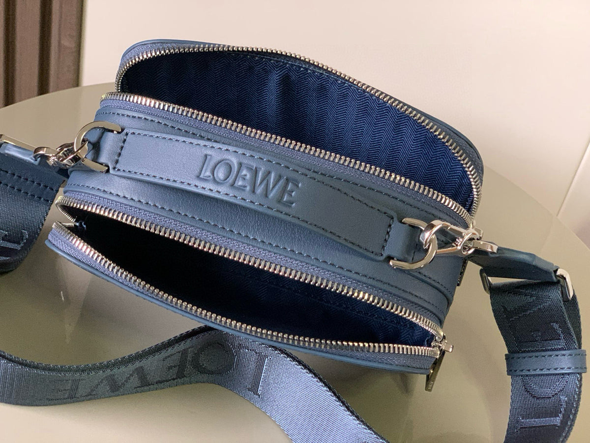 Loewe Mini Crossbody Camera Bag in Satin Calfskin "Blue"