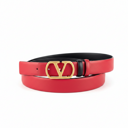 Valentino VLogo Signature Reversible 30mm Leather Belt "Red" and "Black"
