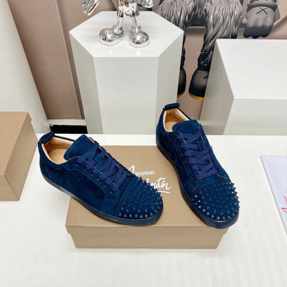 Christian Louboutin Louis Junior Spikes Orlato Veau Velours "Navy Blue"