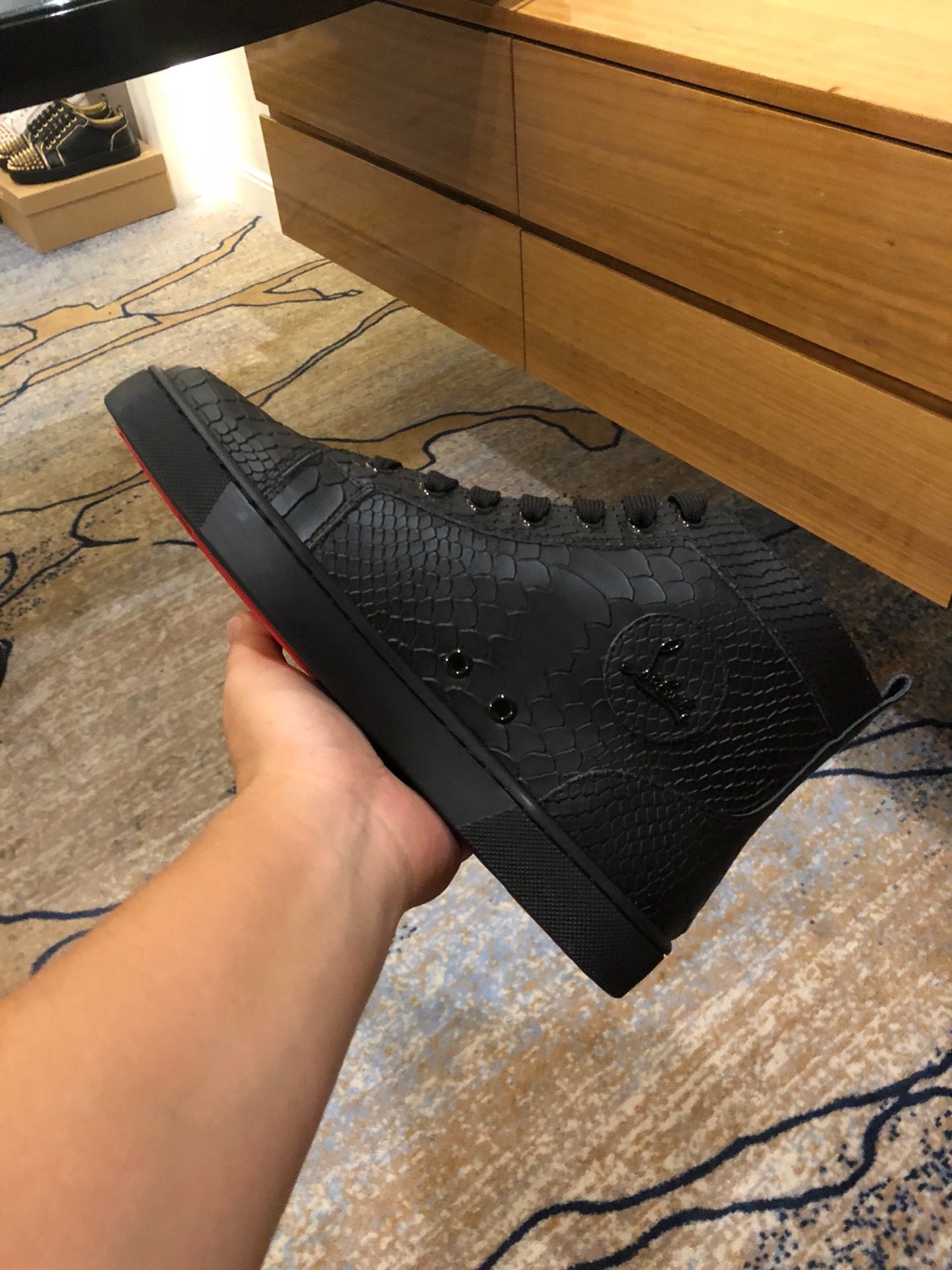 Christian Louboutin High-Top Python Leather Orlato "Black"