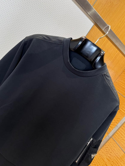 Prada Cotton Fleece and Re-Nylon Sweatshirt "Black"