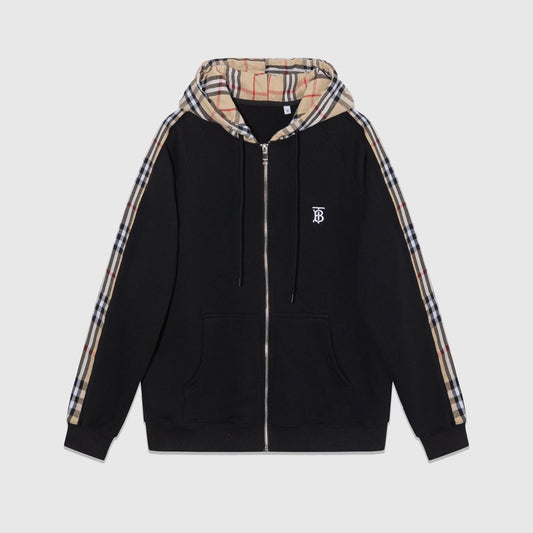 Burberry Zip-Up Hoodie "Black-Beige"