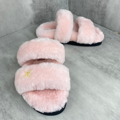 Louis Vuitton Fur Sandals "Pink-Black"