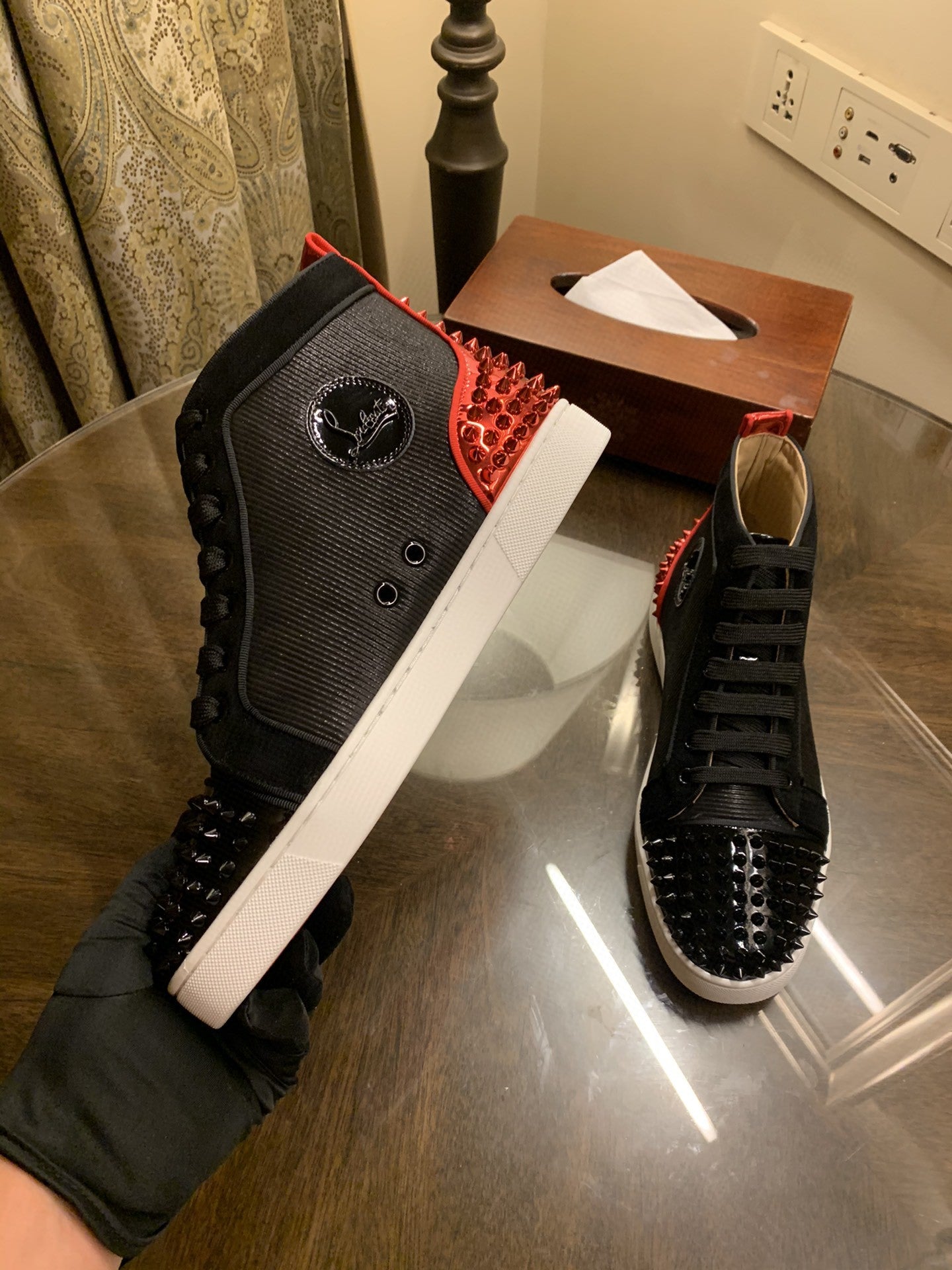 Christian Louboutin High-Top Louis Spikes 2 "Black-Red"