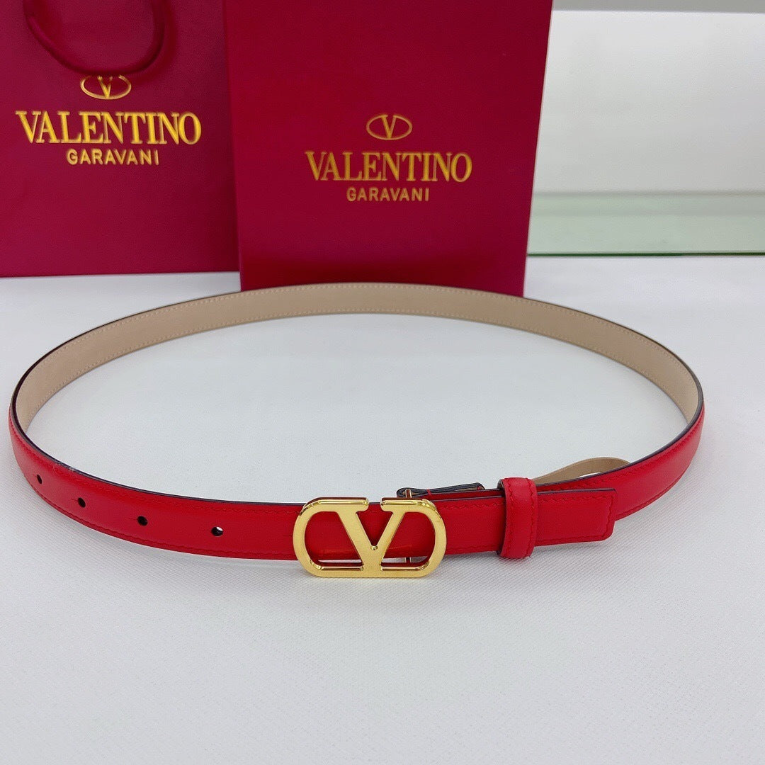 Valentino VLogo Signature 20mm Leather Belt "Red"