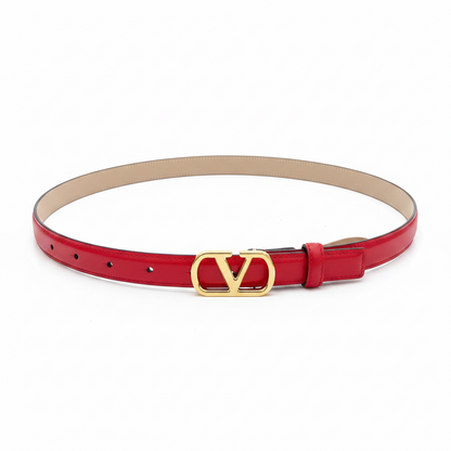 Valentino VLogo Signature 20mm Leather Belt "Red"