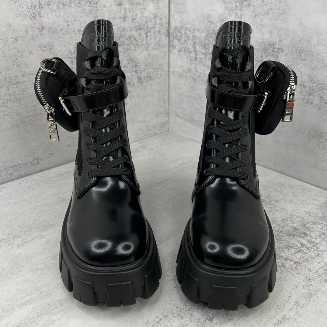 Prada Monolith Leather Boots "Black"