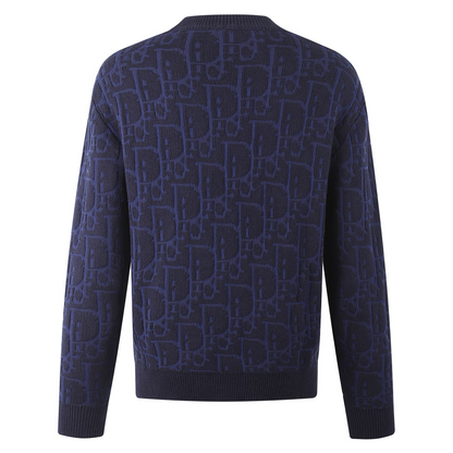 Dior Oblique Sweater "Navy Blue Cotton-Blend Jersey"