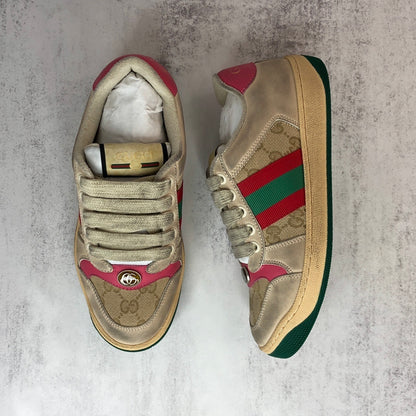 Gucci Screener "Distressed Beige-Pink-Green"