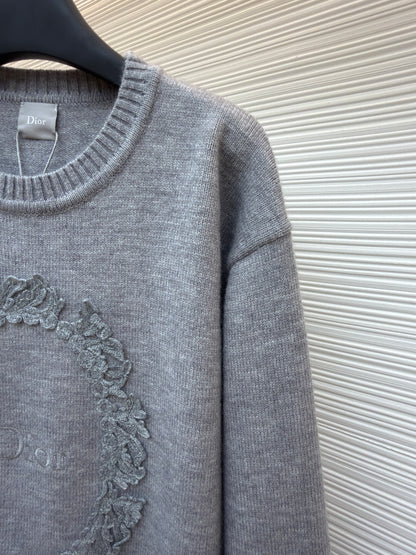 Dior Médaillon Sweater "Gray Wool-Alpaca Knit"