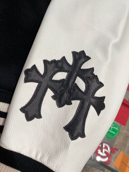 Chrome Hearts Timmy Varisity Leather Jacket "Black-White"