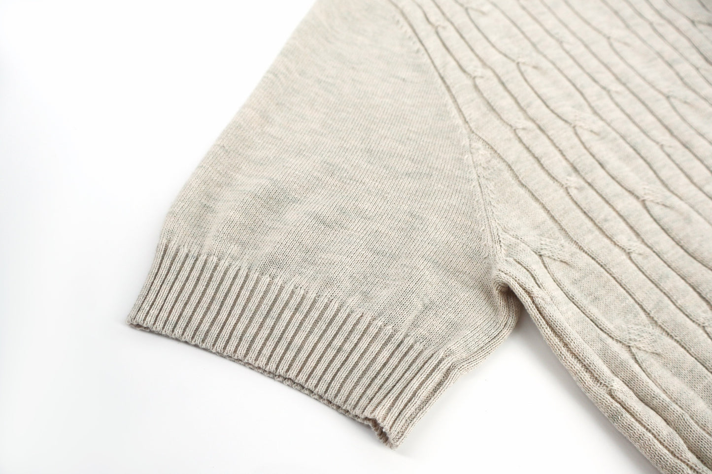 Loro Piana Treccia Cashmere Short-Sleeve Sweater T-Shirt "Beige"