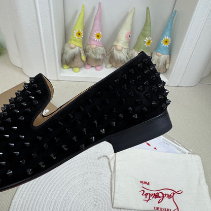 Christian Louboutin Dandelion Spikes Loafers Veau Velours "Black"