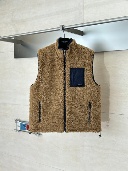 Miu Miu Reversible Teddy Down with Technical Pongé "Camel" and "Blue"