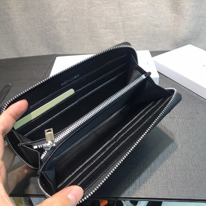 Yves Saint Laurent Cassandre Matelasse Zip Around Wallet Silver