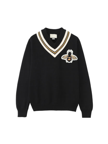 Gucci Bee V-Neck Sweater "Black"