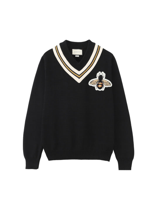Gucci Bee V-Neck Sweater "Black"